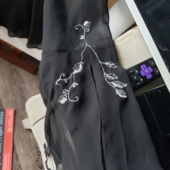 New York and Company Black Sheer Cocktail Blouse - Picture 3 of 4